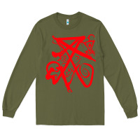 Army Green lucifer calligraphy 2 Long Sleeve Tee - artisFamous