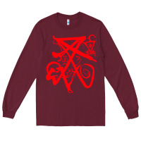 Burgundy lucifer calligraphy 2 Long Sleeve Tee - artisFamous