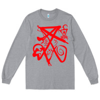 Heather Grey lucifer calligraphy 2 Long Sleeve Tee - artisFamous