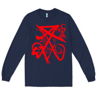 Navy lucifer calligraphy 2 Long Sleeve Tee - artisFamous