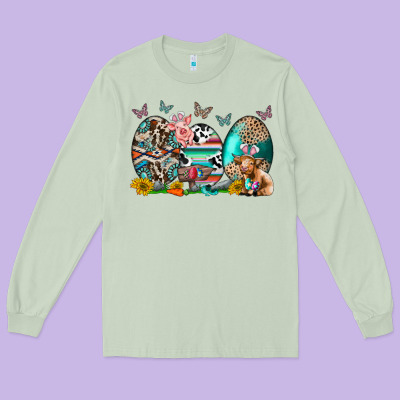 Easter Easter Eggs Long Sleeve Tee Designed By Cowhidedigitalart