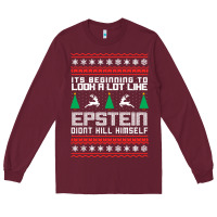 Burgundy epstein didnt kill himself christmas Long Sleeve Tee - artisFamous