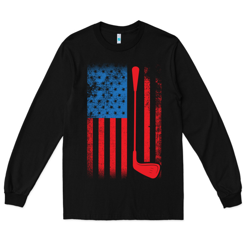 Golf With Usa Flag Long Sleeve Tee by artisFamous | Teevron