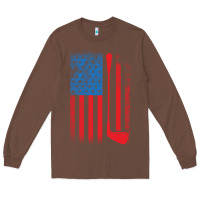 Chestnut Golf with USA Flag Long Sleeve Tee - artisFamous