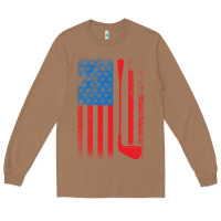 Toasted Coconut Golf with USA Flag Long Sleeve Tee - artisFamous