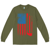 Army Green Golf with USA Flag Long Sleeve Tee - artisFamous