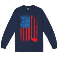 Navy Golf with USA Flag Long Sleeve Tee - artisFamous