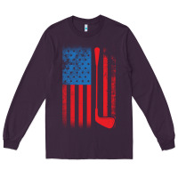 Plum Golf with USA Flag Long Sleeve Tee - artisFamous