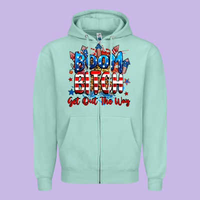 Boom Bitch Get Out The Way Zipper Hoodie Designed By Ranaportraitstore
