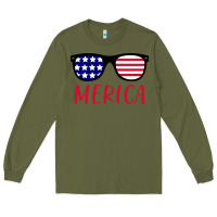 Army Green Merica Usa Flag Sunglasses 4th Of July Long Sleeve Tee - artisFamous