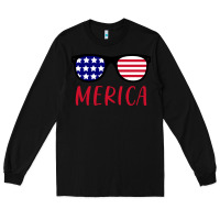 Black Merica Usa Flag Sunglasses 4th Of July Long Sleeve Tee - artisFamous