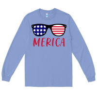 Colony Blue Merica Usa Flag Sunglasses 4th Of July Long Sleeve Tee - artisFamous