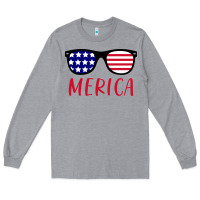 Heather Grey Merica Usa Flag Sunglasses 4th Of July Long Sleeve Tee - artisFamous