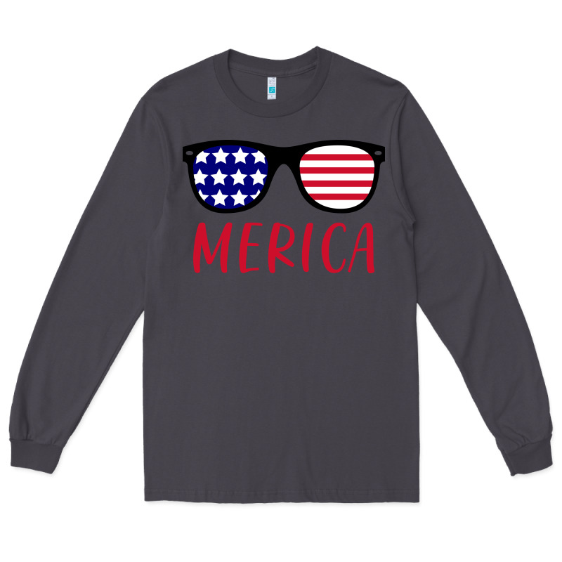 Merica Usa Flag Sunglasses 4th Of July Long Sleeve Tee by artisFamous | Teevron