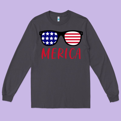 Merica Usa Flag Sunglasses 4th Of July Long Sleeve Tee Designed By Artisfamous