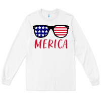 White Merica Usa Flag Sunglasses 4th Of July Long Sleeve Tee - artisFamous