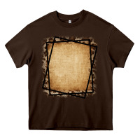 Chocolate Brown Burlap and Leopard  Black Frame Heavy Core Tee - CowCowDesign