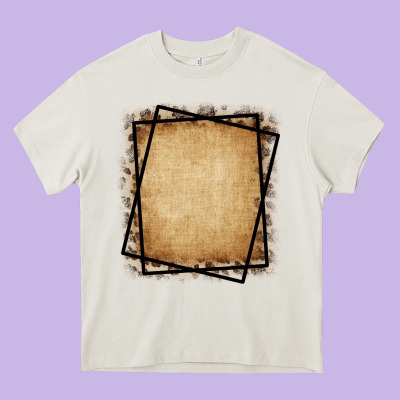 Burlap And Leopard  Black Frame Heavy Core Tee Designed By Cowcowdesign