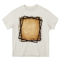 Cream Burlap and Leopard  Black Frame Heavy Core Tee - CowCowDesign