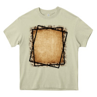 Mossy Burlap and Leopard  Black Frame Heavy Core Tee - CowCowDesign
