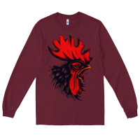 Burgundy rooster Long Sleeve Tee - artisFamous