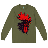 Army Green rooster Long Sleeve Tee - artisFamous