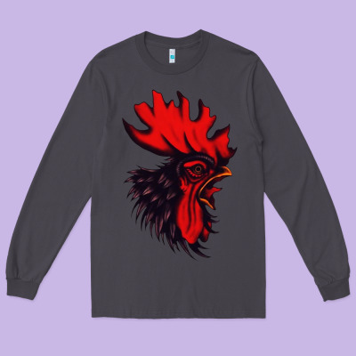 Rooster Long Sleeve Tee Designed By Artisfamous
