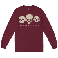 Burgundy memento mori three skulls Long Sleeve Tee - artisFamous