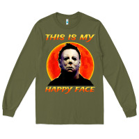 Army Green this is my happy face Long Sleeve Tee - artisFamous