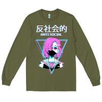 Army Green antisocial wave anime Long Sleeve Tee - artisFamous