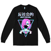 Black antisocial wave anime Long Sleeve Tee - artisFamous