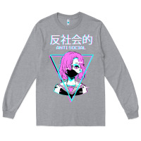 Heather Grey antisocial wave anime Long Sleeve Tee - artisFamous