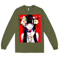 Army Green anime girl japanese Long Sleeve Tee - artisFamous