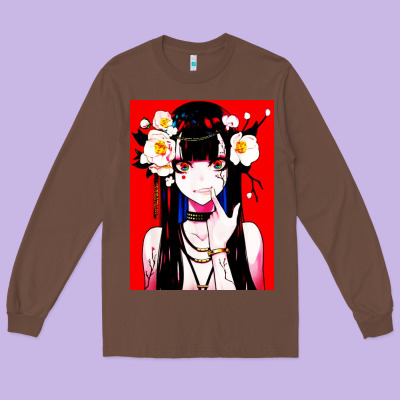 Anime Girl Japanese Long Sleeve Tee Designed By Artisfamous