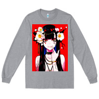 Heather Grey anime girl japanese Long Sleeve Tee - artisFamous