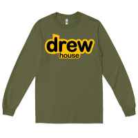 Army Green drew smile house Long Sleeve Tee - artisFamous