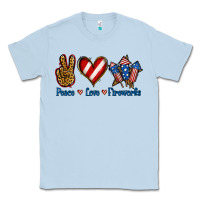 Dusty Blue Peace Love Fireworks Classic Tee - Jasminsmagicworld