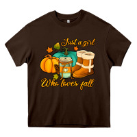 Chocolate Brown just a girl who loves fall Heavy Core Tee - Jasminsmagicworld