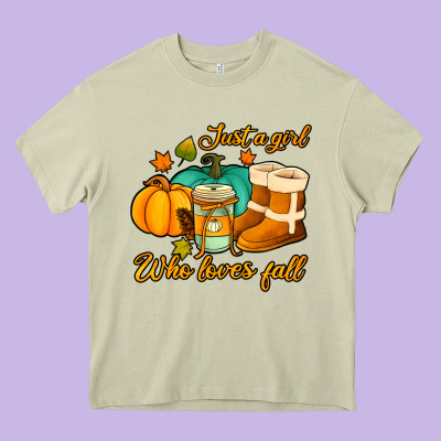 Just A Girl Who Loves Fall Heavy Core Tee Designed By Jasminsmagicworld