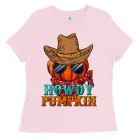 Bubblegum Pink howdy pumpkin Ladies Tee - BundleAndBundleShop