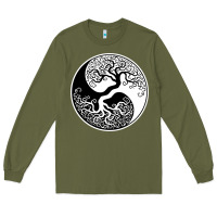 Army Green tree of life yin yang Long Sleeve Tee - artisFamous