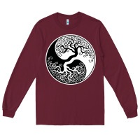 Burgundy tree of life yin yang Long Sleeve Tee - artisFamous