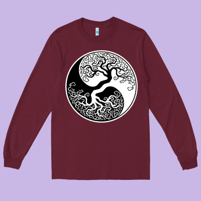 Tree Of Life Yin Yang Long Sleeve Tee Designed By Artisfamous