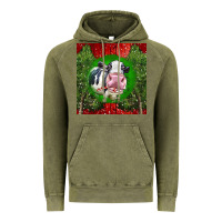 Vintage Olive christmas holstein Vintage Hoodie - LillyAllenDesigns