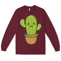 Burgundy happy cactus hug me please Long Sleeve Tee - artisFamous