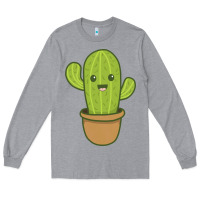 Heather Grey happy cactus hug me please Long Sleeve Tee - artisFamous