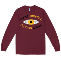 Burgundy make orwell fiction again Long Sleeve Tee - artisFamous