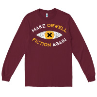 Burgundy make orwell fiction again Long Sleeve Tee - artisFamous