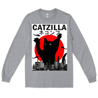 Heather Grey vintage catzilla japanese sunset style Long Sleeve Tee - artisFamous