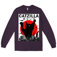 Plum vintage catzilla japanese sunset style Long Sleeve Tee - artisFamous